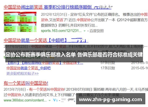 足协公布新赛季俱乐部准入名单 各俱乐部是否符合标准成关键